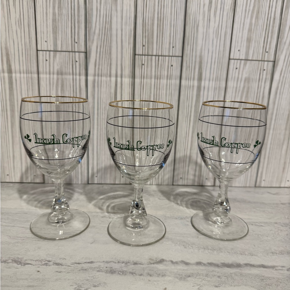 Gold-Rimmed Vintage Irish Coffee Glass Set